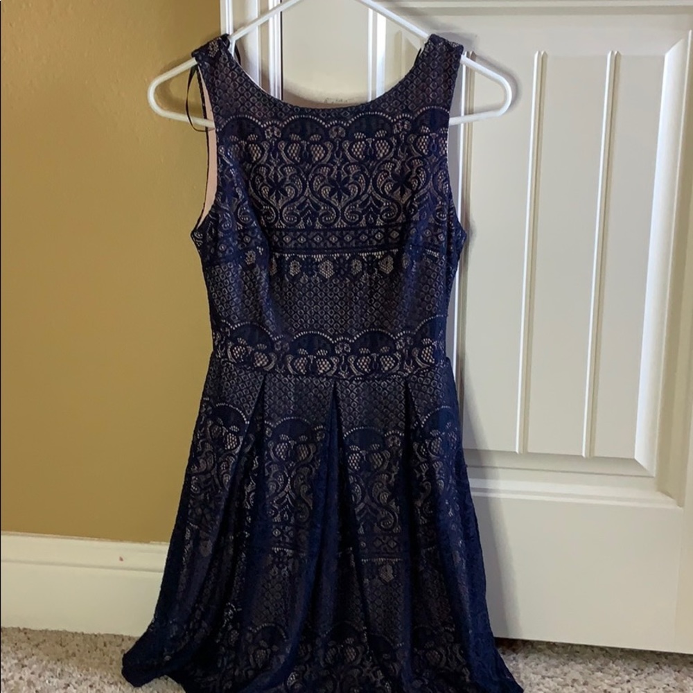 navy blue lace dress